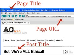 AG sample - shows page title, hadline and URL